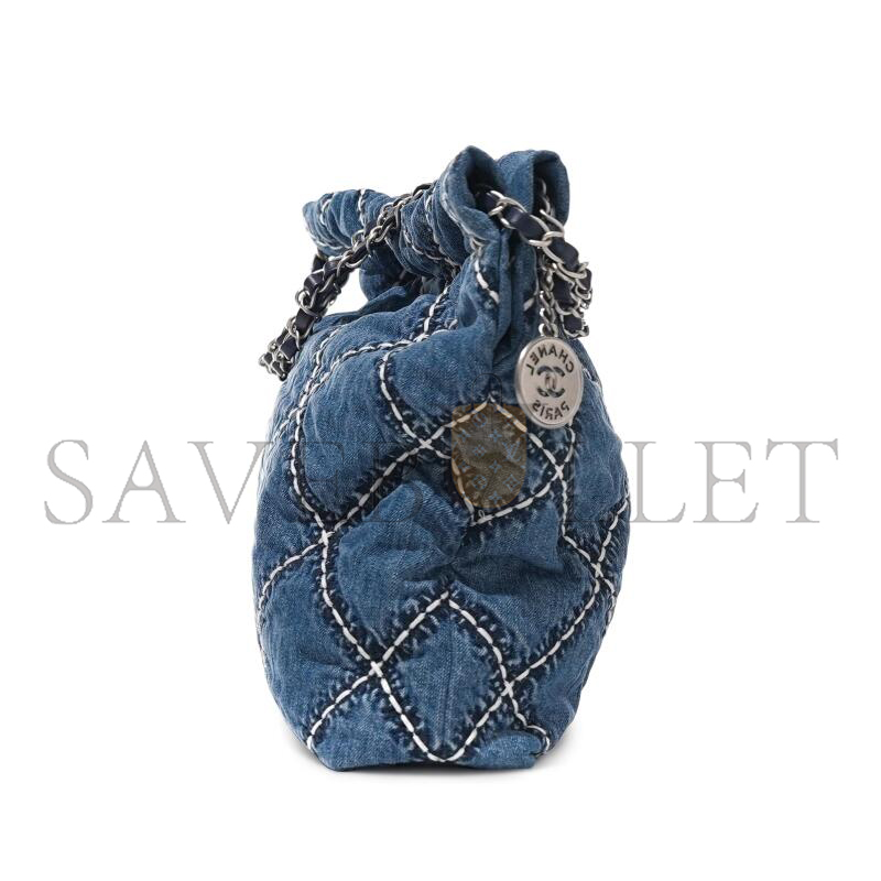 CHANEL MASTER DENIM QUILTED STITCHED SMALL CHANEL 22 BLUE AS3260 (37*35*7cm)